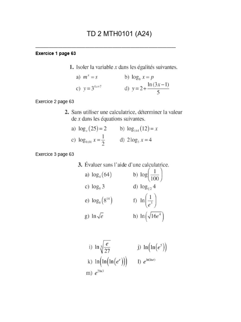 TD2 MTH0101 (A24) | PDF
