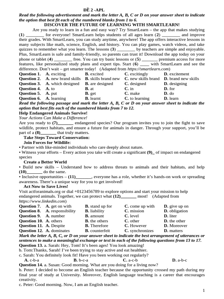 ĐỀ 2 -APL | PDF | Employment