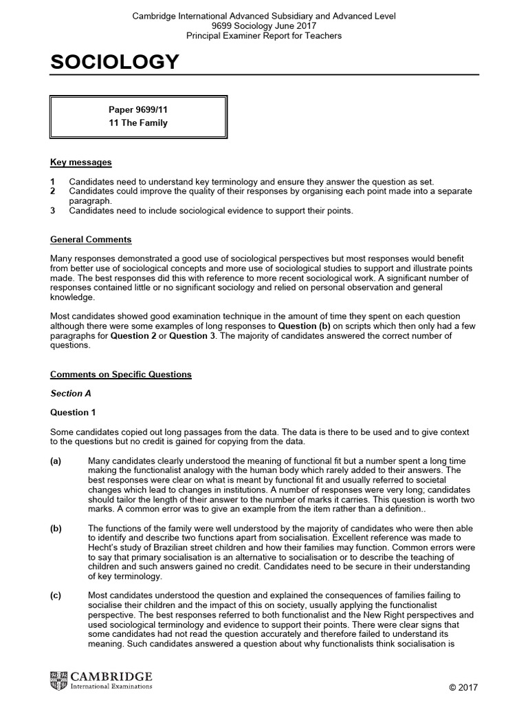 Sociology: Paper 9699/11 11 The Family | PDF | Sociology | Knowledge