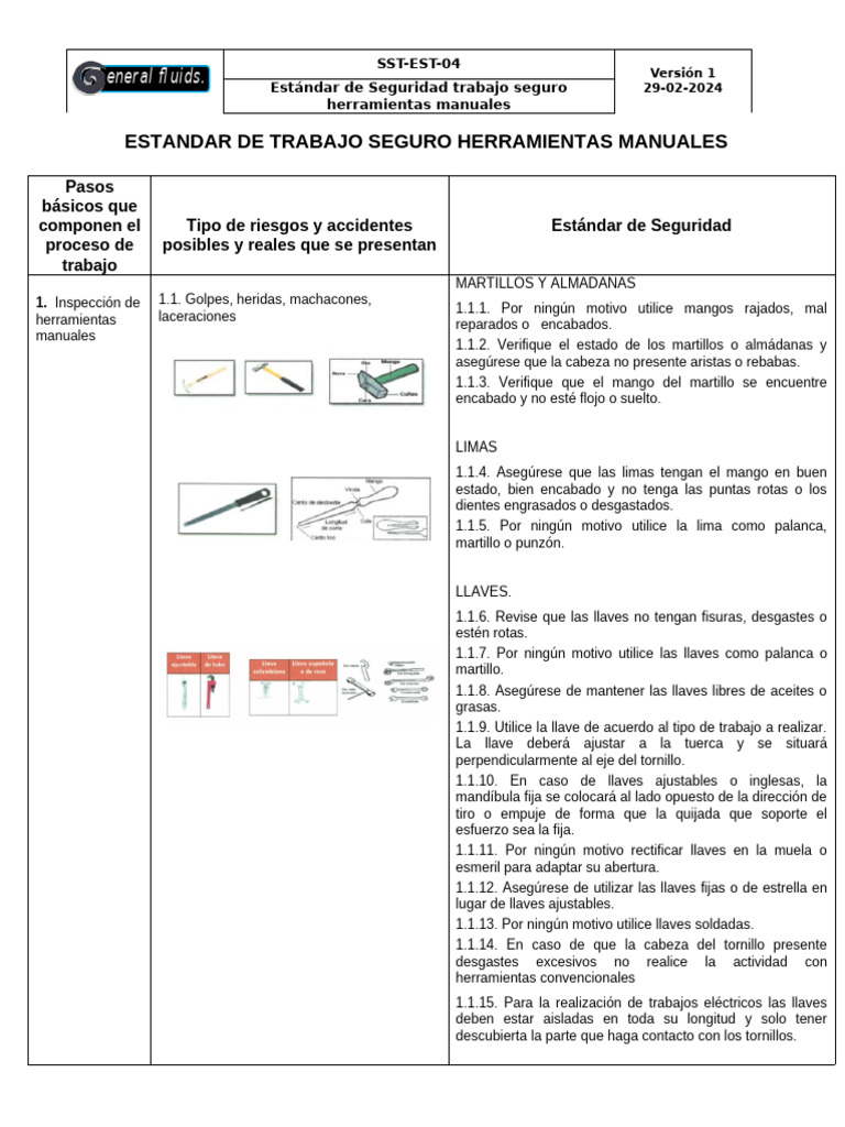 Sst-est-04 Manejo de Herramientas Manuales | PDF | Cuchillo | Tornillo