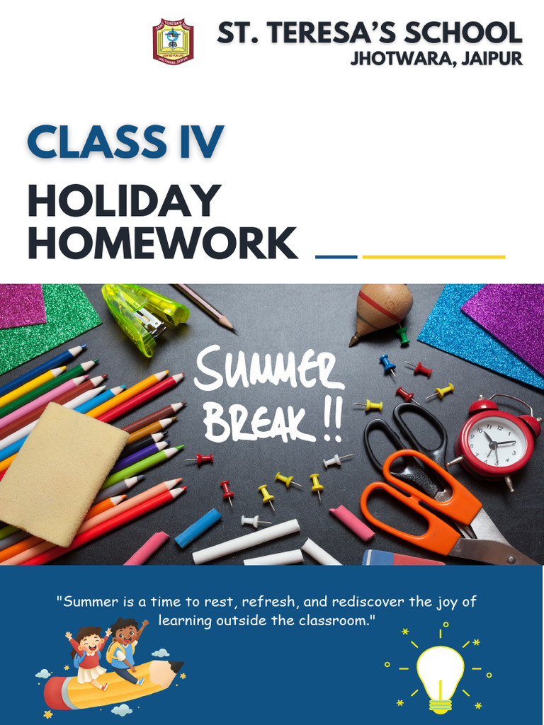 Class IV Holidays Homework | PDF