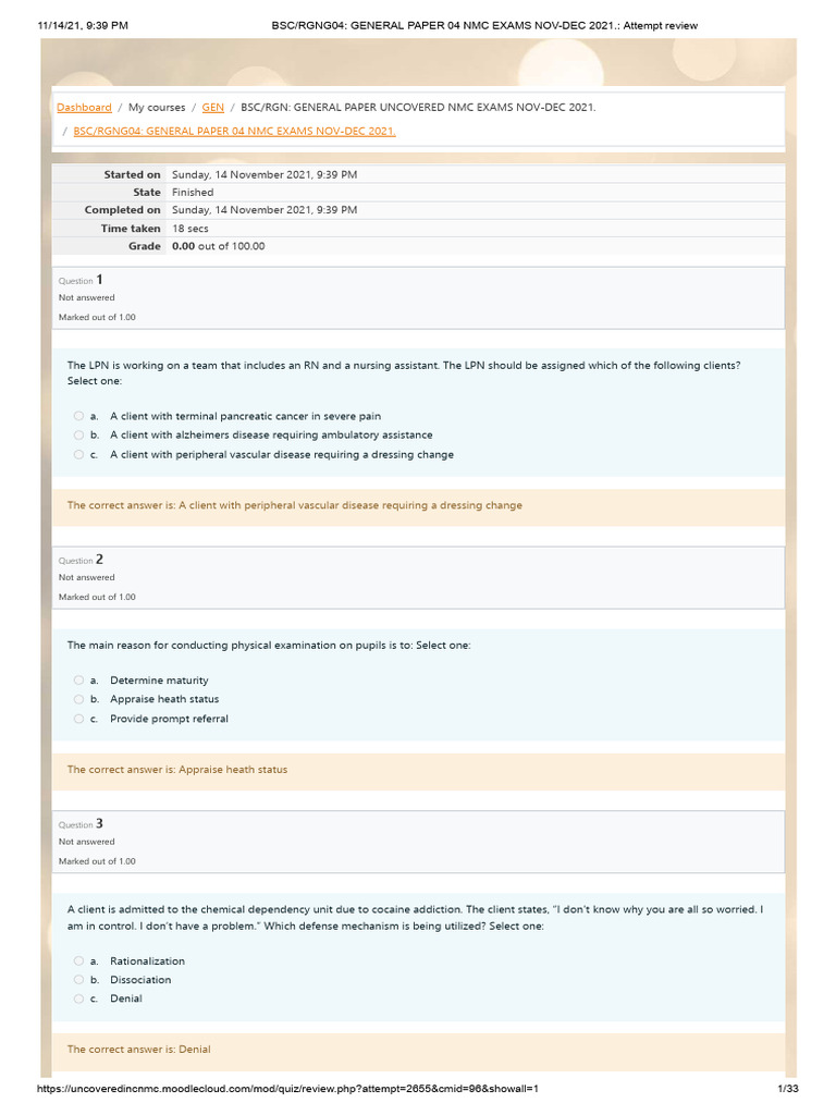 Bsc_rgng04_ General Paper 04 Nmc Exams Nov-Dec 2021._ Attempt Review ...