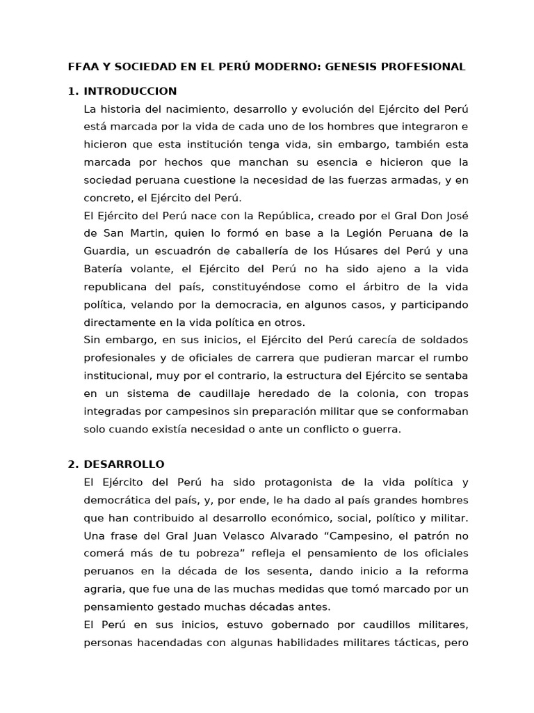 Ffaa y Sociedad en El Perú Moderno | PDF | Militar | Perú