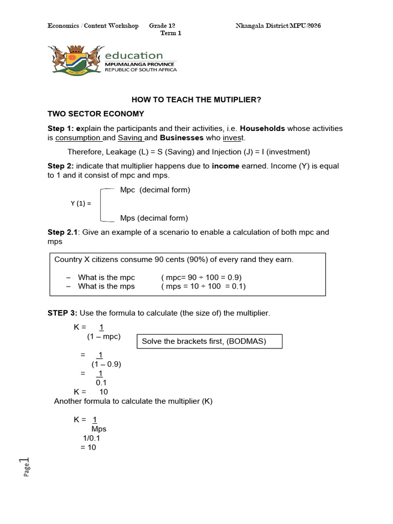 Steps To Teach The Multiplier | PDF | Fiscal Multiplier | Consumption ...