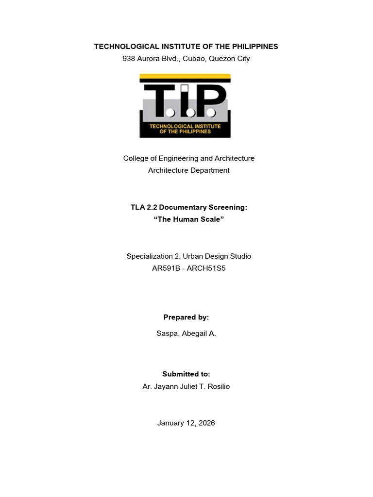 SASPA TLA 2.2 Documentary Screening The Human Scale PDF City