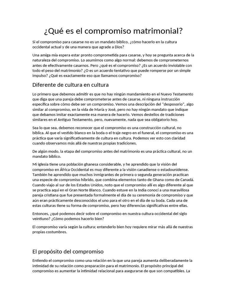 Qué Es El Compromiso Matrimonial | PDF | Matrimonio