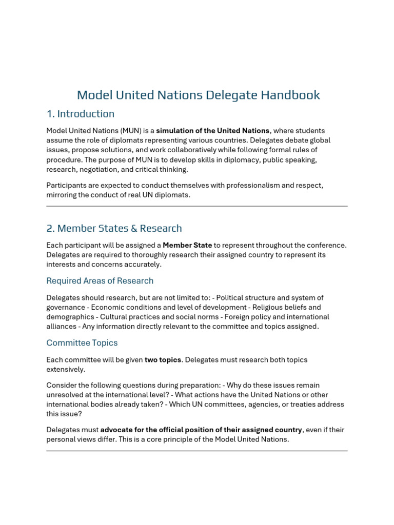 Revised Delegate Handbook | PDF | United Nations Security Council ...