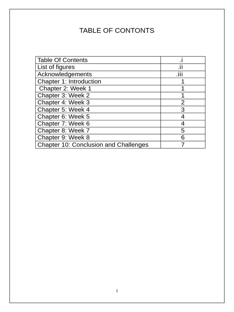 Table of Contonts | PDF