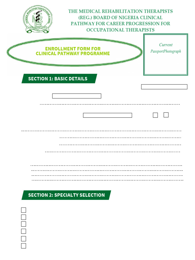 Specialty Pathway Enrollment Form_Occupational Therapist_101233 | PDF