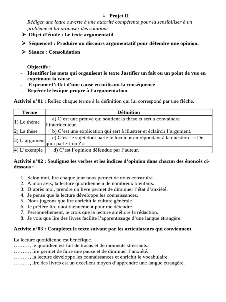 Consolidation 1as p2 | PDF | Linguistique