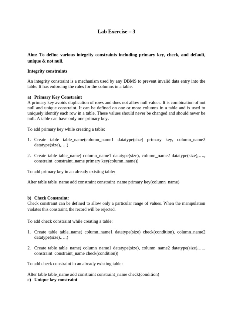 Lab Exercise 3 | PDF | Table (Database) | Databases