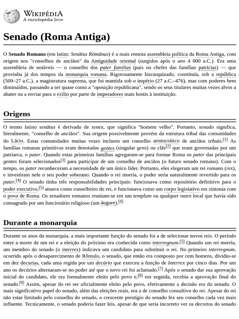 Senado (Roma Antiga) – Wikipédia, a enciclopédia livre | PDF ...