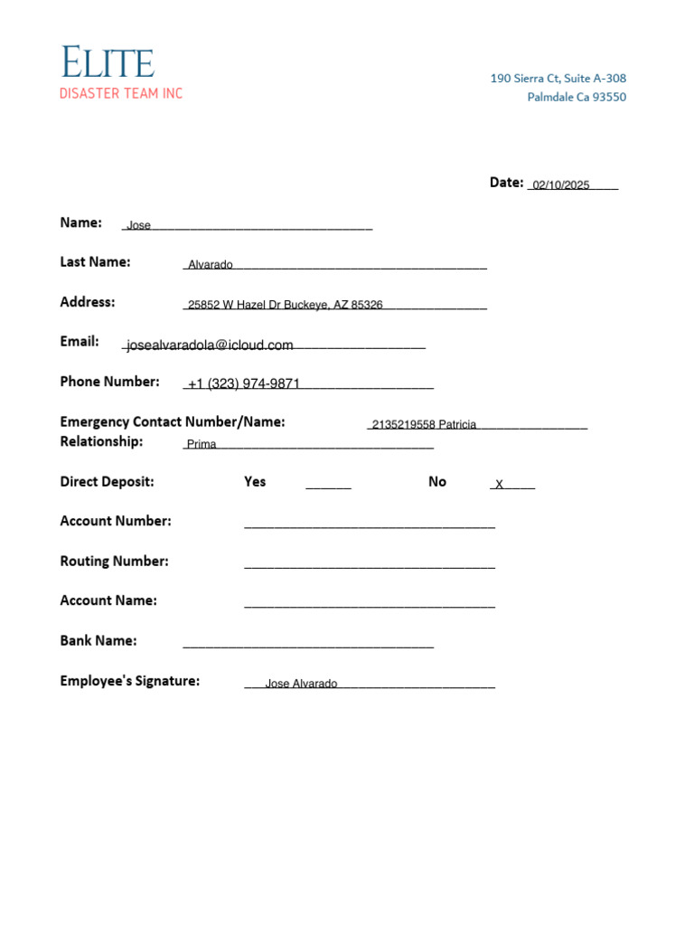 Elite Disaster Team Inc Application | PDF