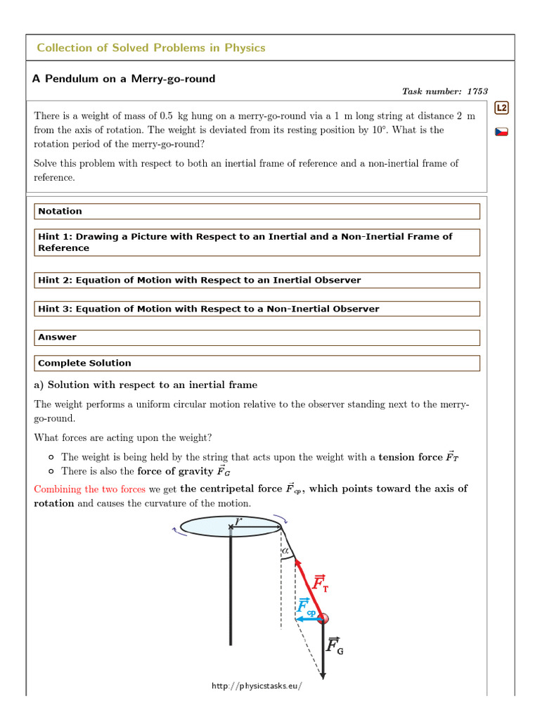 A Pendulum On A Merry-Go-Round - Collection of Solved Problems | PDF ...
