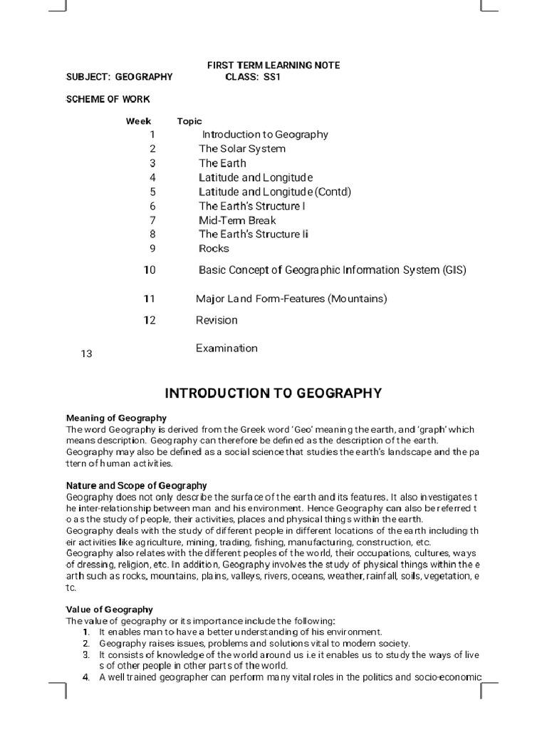 1ST TERM S1 GEOGRAPHY - Phoenix | PDF