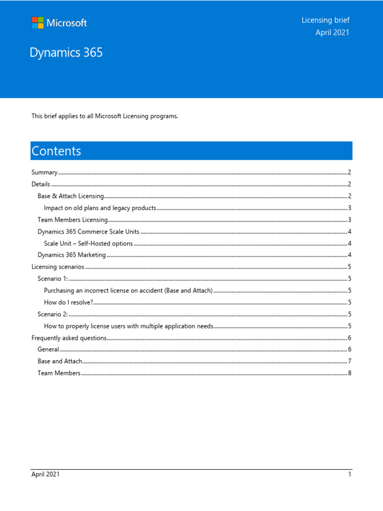 Licensing Brief PLT Dynamics365 | PDF | Point Of Sale | Information ...