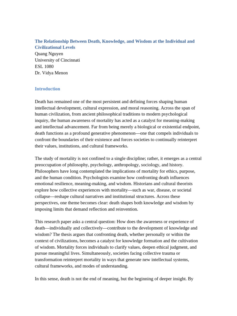 Expanded Death Knowledge Wisdom Essay | PDF | Wisdom | Knowledge