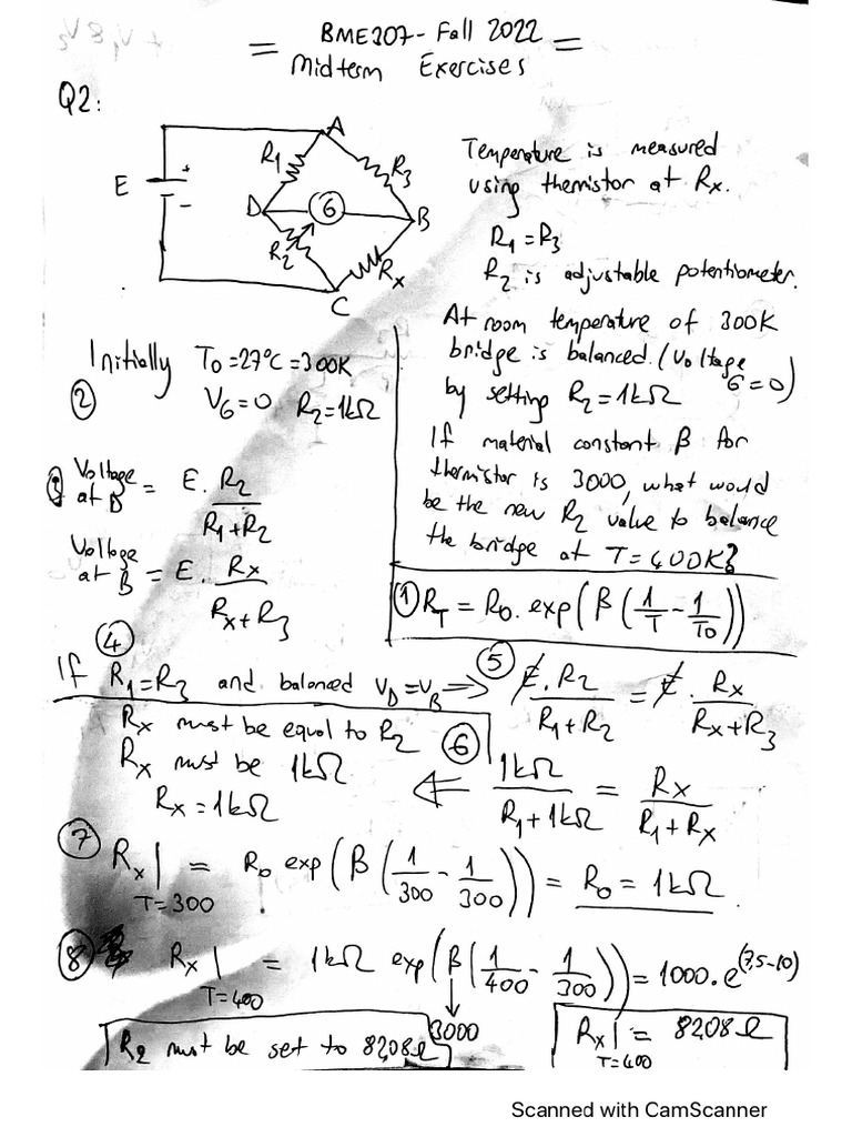 Bme307 2022 Midterm Exercises | PDF
