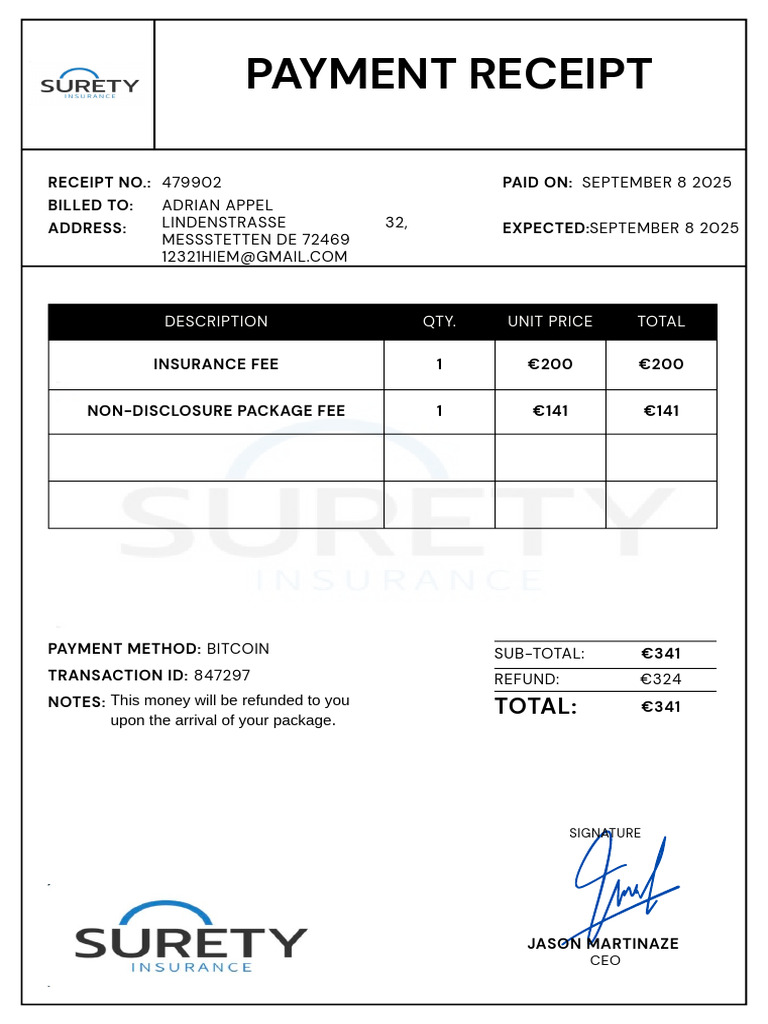 Insurance Receipt | PDF