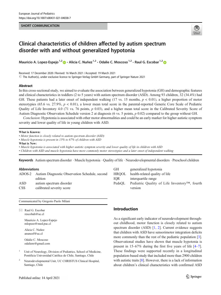 ARTIGO - Clinical Characteristics of Children Affected by Autism ...