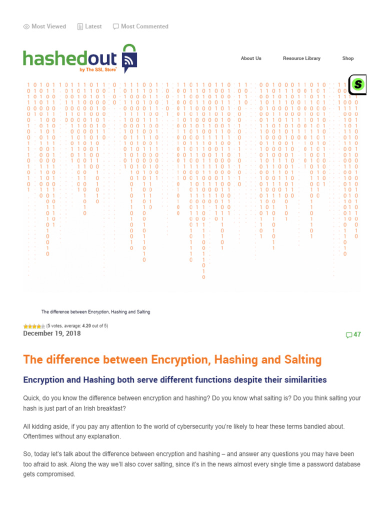 The Difference Between Encryption, Hashing and Salting | PDF | Public ...