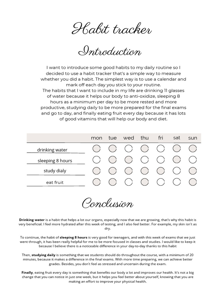 White Habit Tracker For Planner | PDF