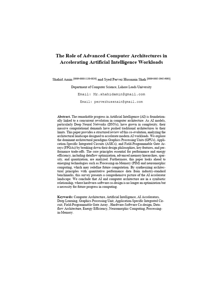 The Role of Advanced Computer Architectures in Acc | PDF | Artificial ...