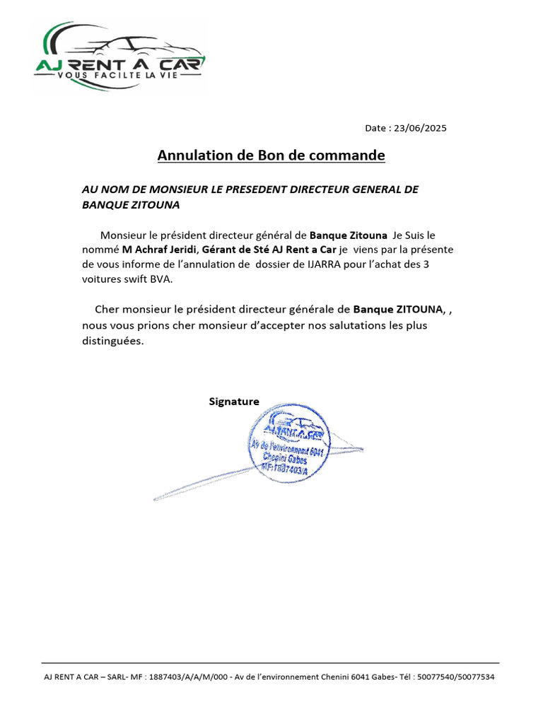 Annulation de Bon de Commande | PDF