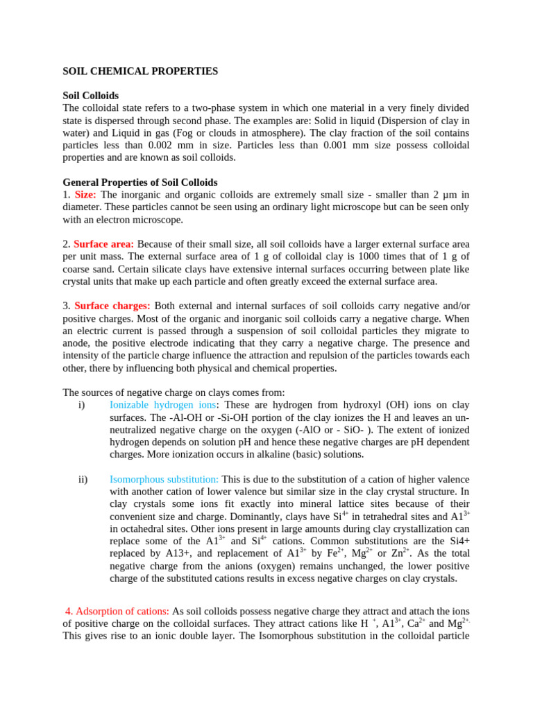 Lecture Notes SS 201 2026 | PDF | Soil | Ion