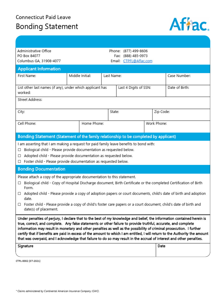 Form CTPL Bonding Statement ENGLISH | PDF