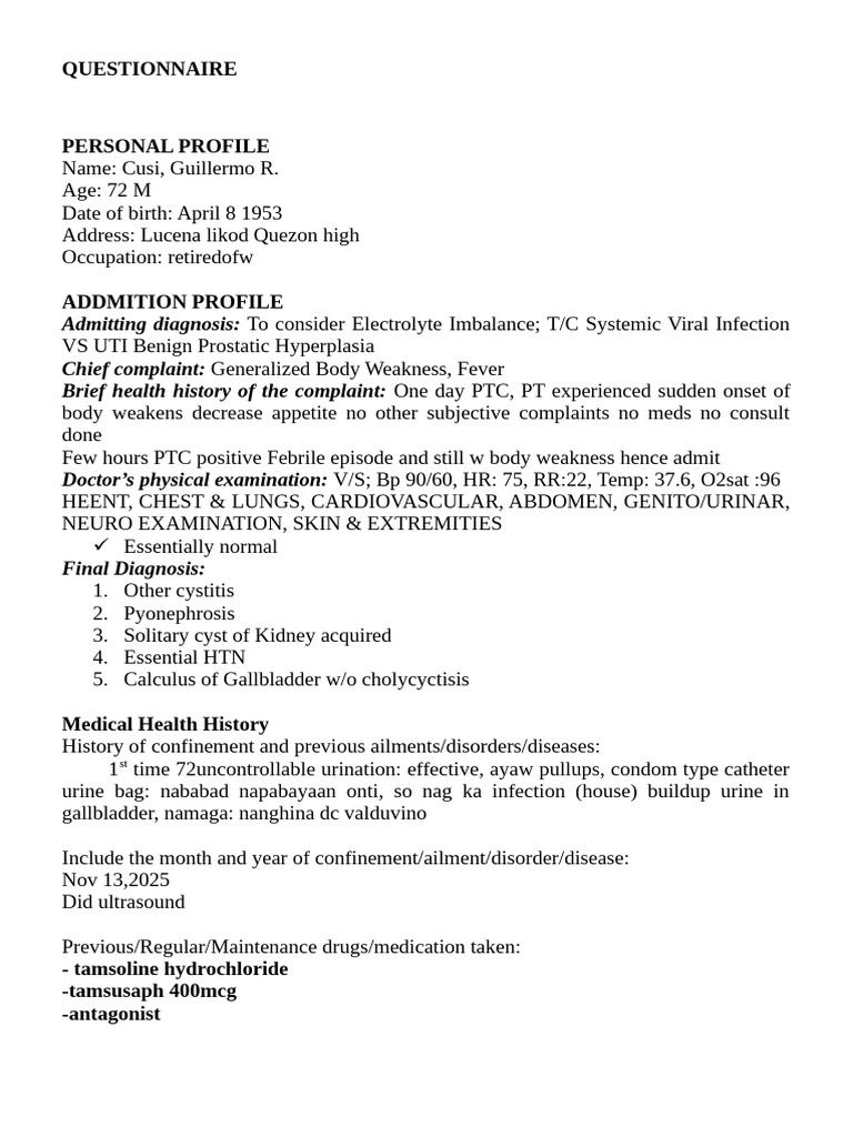 Interview Files Infos Cusi | PDF | Kidney | Urinary System