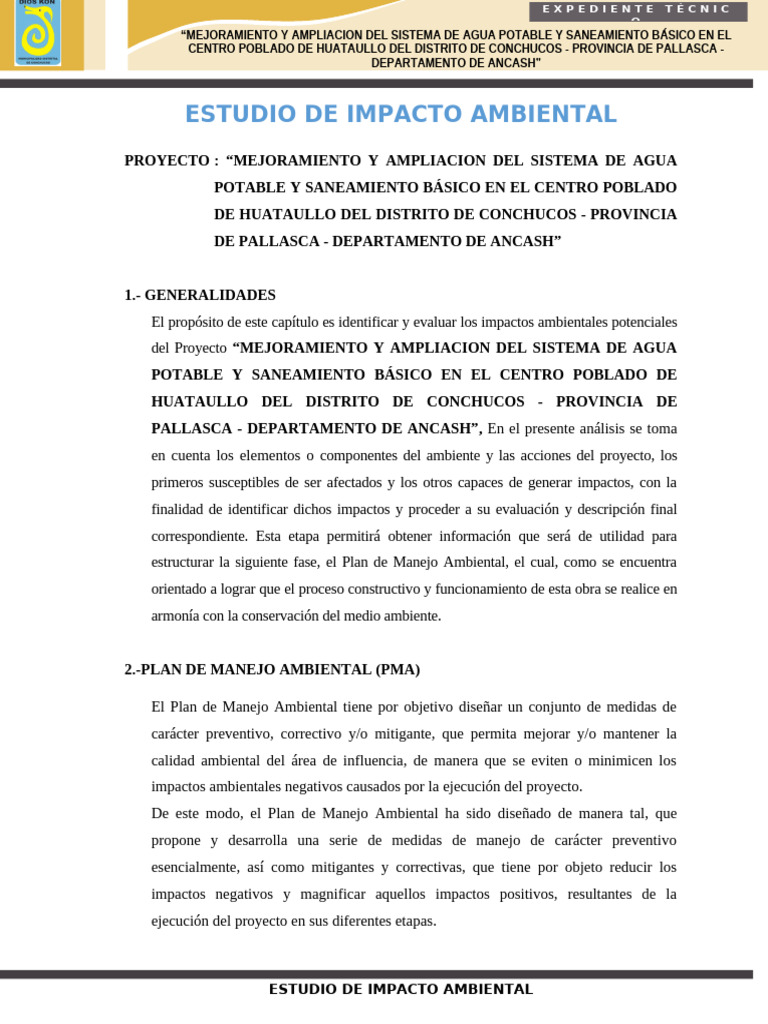 Estudio de Impacto Ambiental | PDF | Evaluación de impacto ambiental ...