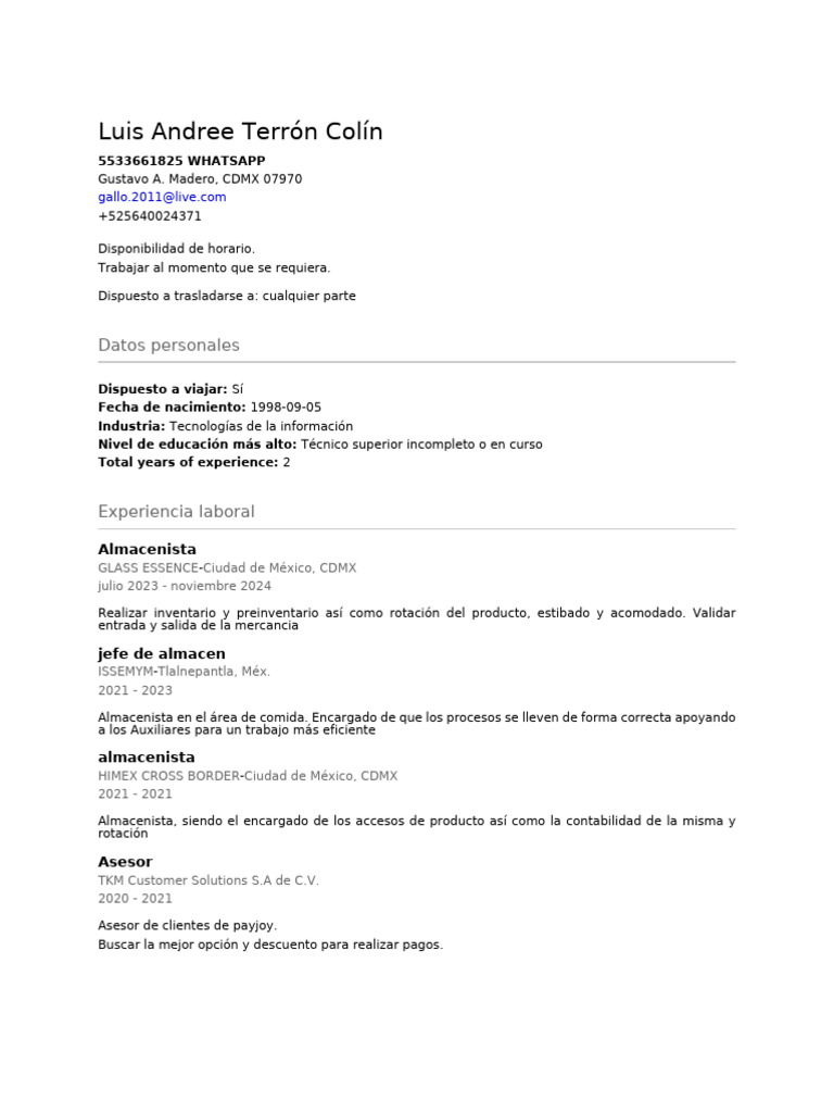 Luis Andree Terr%C3%B3n Col%C3%ADn | PDF