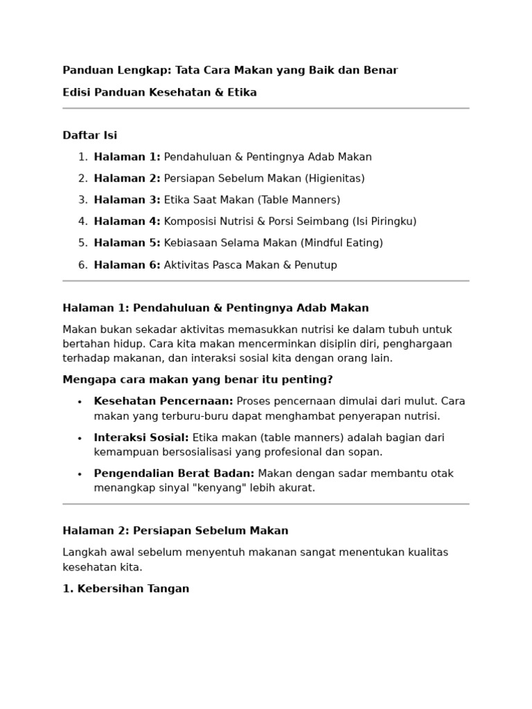 Panduan Lengkap Cara Makan Yang Benar | PDF