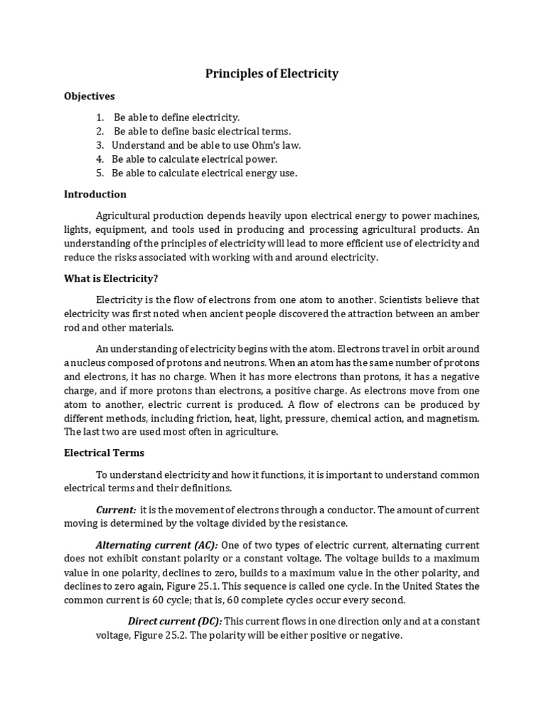 Notes 2 Basic Electricity | PDF | Electric Current | Electricity