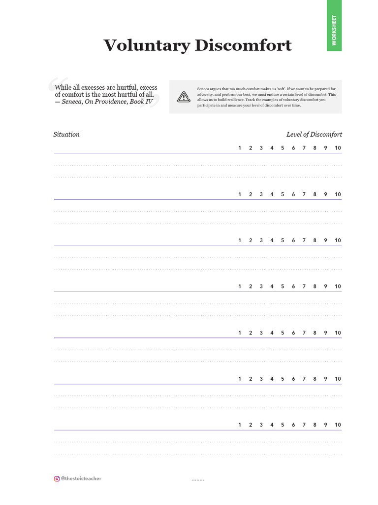 04. Worksheet Voluntary Discomfort A4 | PDF
