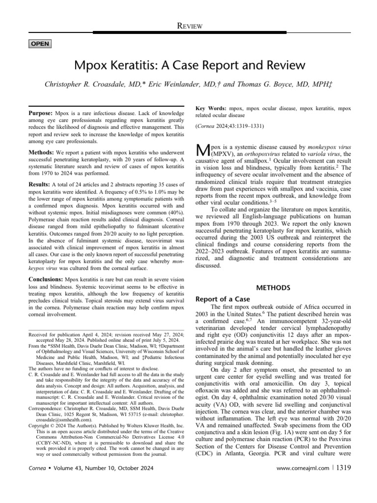 Mpox jurnal | PDF | Cornea | Smallpox