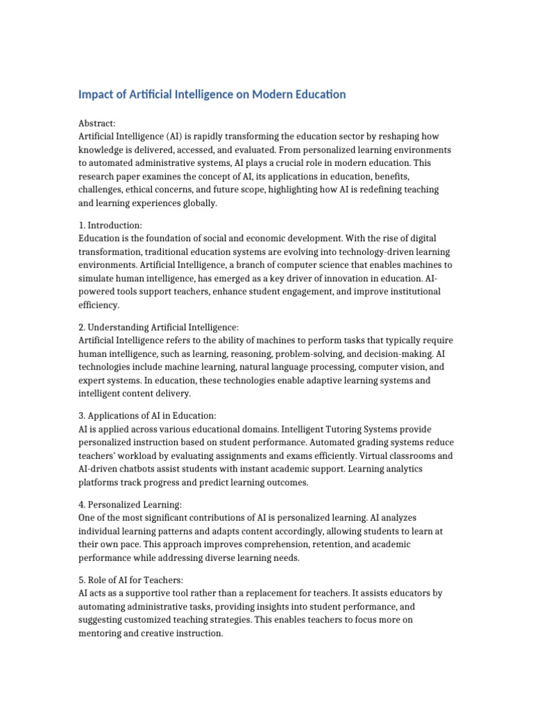 AI in Modern Education Research | PDF | Artificial Intelligence ...