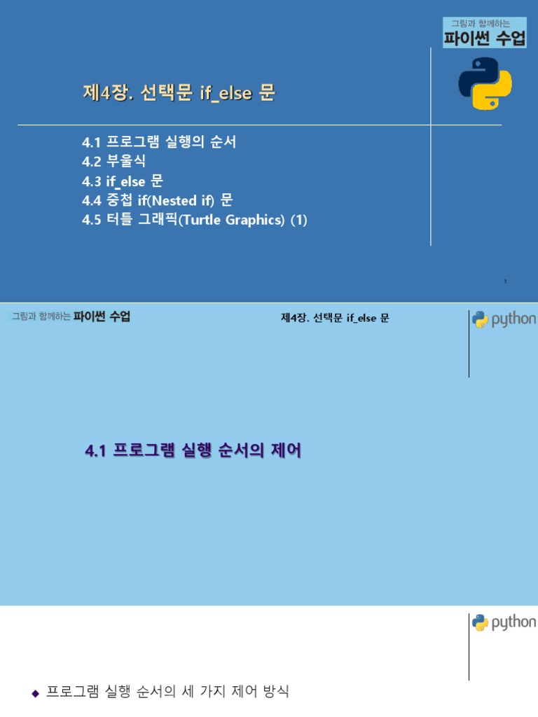 파이썬수업 04장 선택문 if Else 문 | PDF