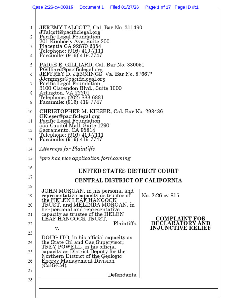 Complaint For Declaratory and Injunctive Relief, Morgan v. Ito, No. 2: ...
