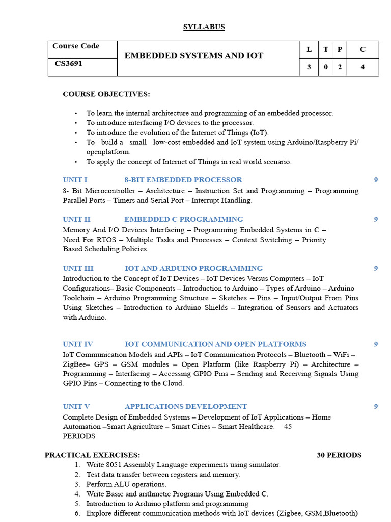 CS3691 ESIOT Soft Copy Notes | PDF | Central Processing Unit ...