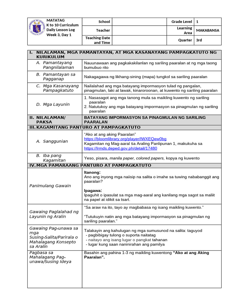 Makabansa1 - Q3 - Week 3 - Day 1 | PDF