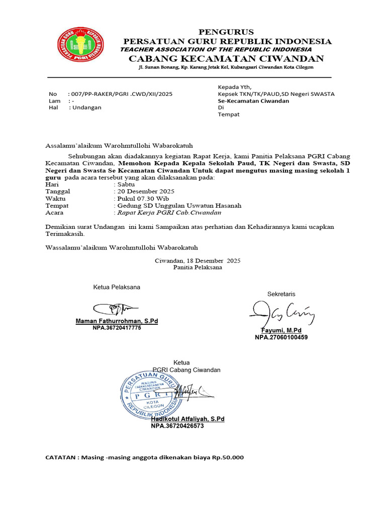 Surat Undangan Raker | PDF