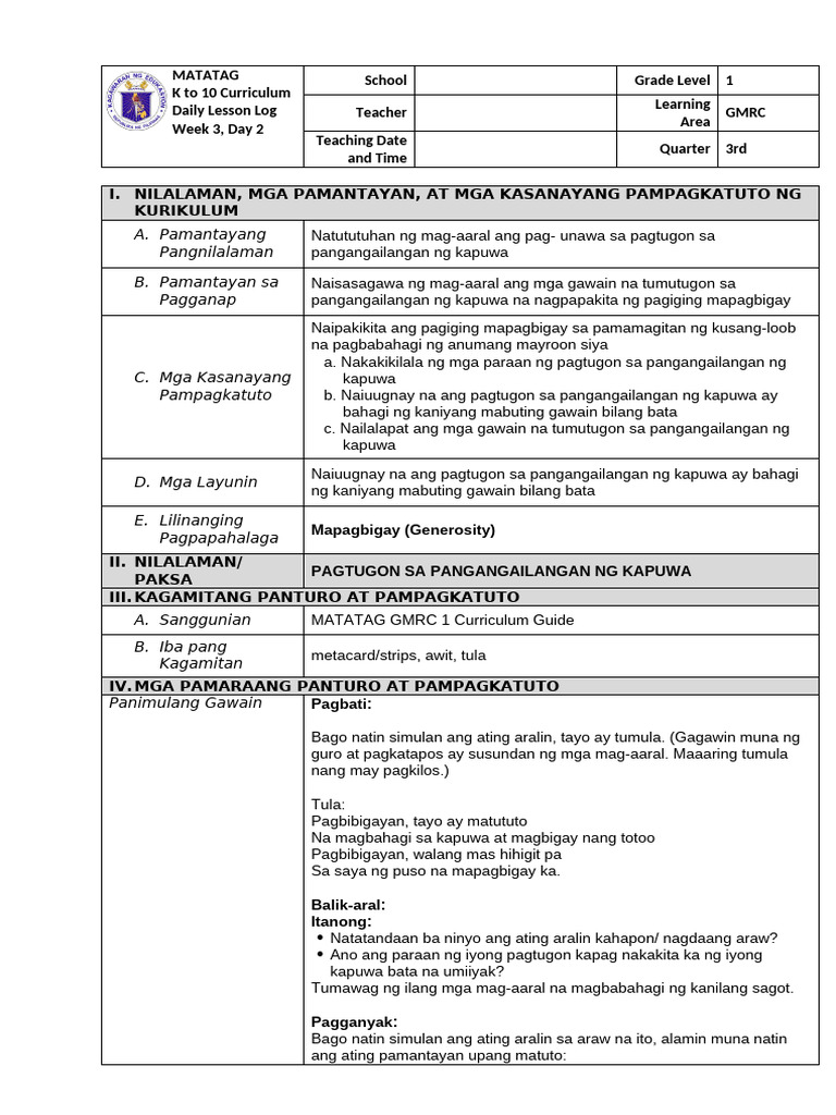 GMRC - Q3 - Week 3 - Day 2 | PDF