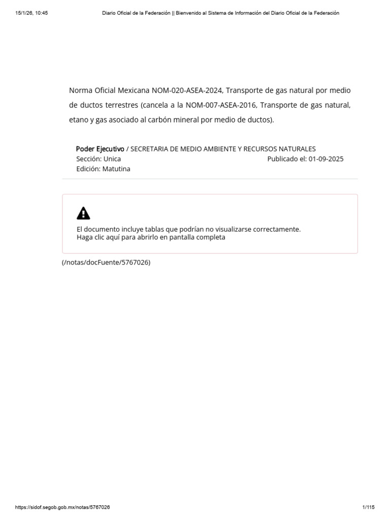 Nom 020 Asea 2024 | PDF | Gas natural | México