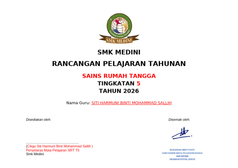 Contoh Cover RPT 2026 | PDF