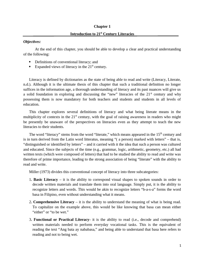 CHAPTER 1 - Introduction To 21st Century Literacies | PDF | Literacy ...