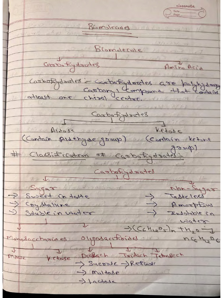 Biomolecules Handwritten Notes PW | PDF