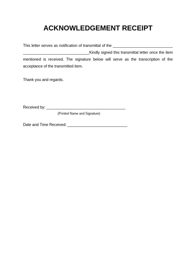 Acknowledgement Receipt | PDF