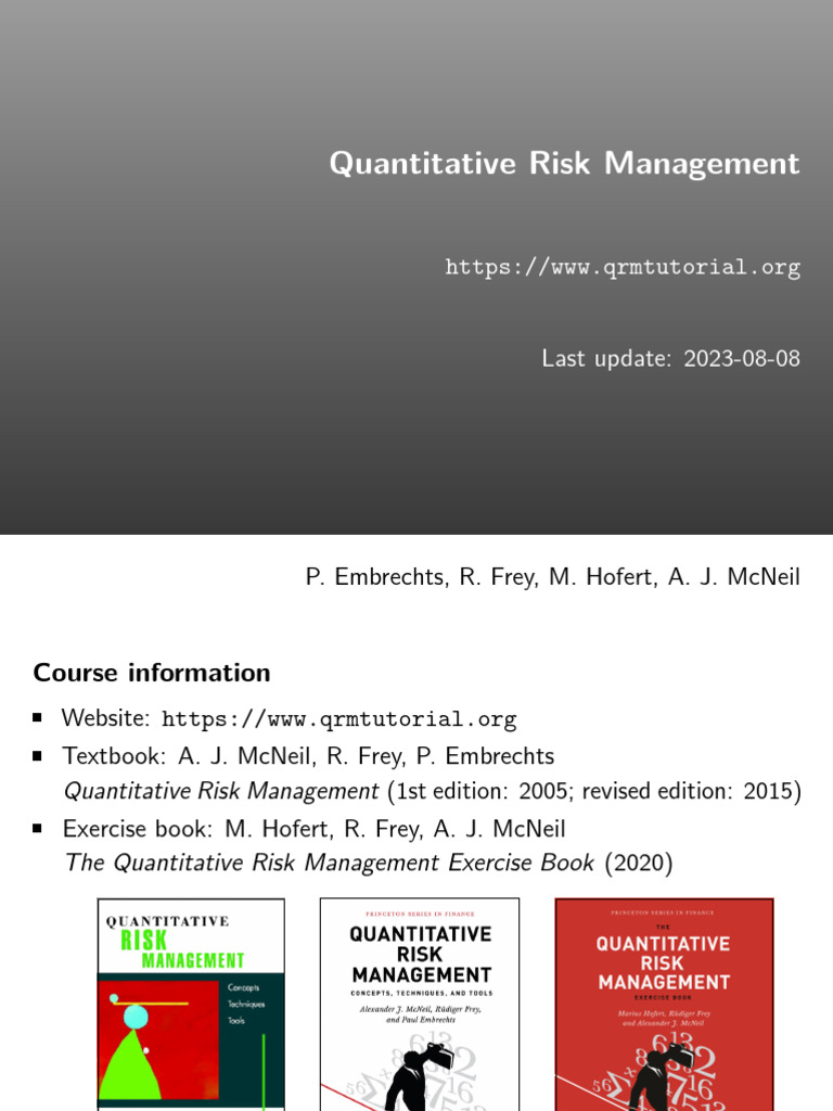 Quantitative Risk Management - Part 2 | PDF | Statistical Theory ...